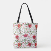 Red Poinsettia und Paperwhite Weihnachtsmuster Tasche (Rückseite)