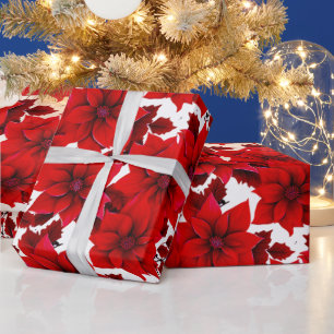 Red Poinsettia Vintage Pastete Weihnachten Nahtlos Geschenkpapier