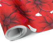 Red Poinsettia Vintage Pastete Weihnachten Nahtlos Geschenkpapier (Rolleneckpunkt)