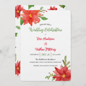 Red Poinsettia Watercolor Blumenweihnachtsfeier Einladung (Vorne/Hinten)