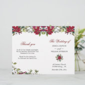 Red Poinsettia Watercolor Folded Wedding Program (Stehend Vorderseite)