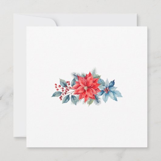 Red Poinsettia Watercolor Weihnachten Einladung (Rückseite)