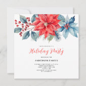 Red Poinsettia Watercolor Weihnachten Einladung (Vorderseite)