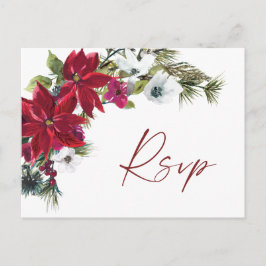 Red Poinsettia Wedding RSVP mit Wahlmöglichkeit Postkarte