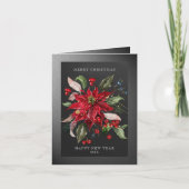 Red Poinsettia Weihnachten Botanische Winter Pflan Karte (Vorderseite)