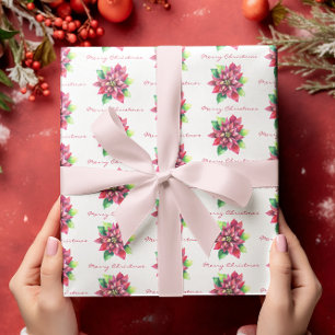 Red Poinsettia Weihnachten Geschenkpapier