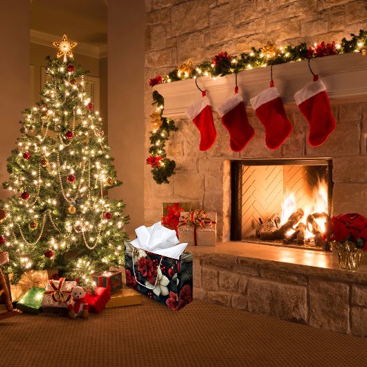 Red Poinsettia Weihnachten Große Geschenktüte