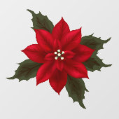 Red Poinsettia Weihnachts Vinyl Fensterheber Fensteraufkleber (Blatt)