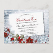 Red Poinsettia Weihnachtsabend Einladung Postkarte (Vorderseite)