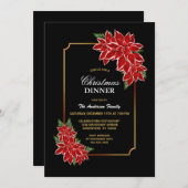 Red Poinsettia Weihnachtsabend Party Einladung (Vorne/Hinten)