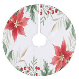 Red Poinsettia Weihnachtsbaumrock Polyester Weihnachtsbaumdecke