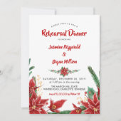 Red Poinsettia Weihnachtsessen Hochzeit Probe Dinn Einladung (Vorderseite)