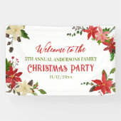 Red Poinsettia Weihnachtsfamilie Jährliches Party Banner (Horizontal)