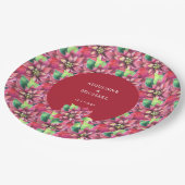 Red Poinsettia Weihnachtsfeier Pappteller (Schrägansicht)