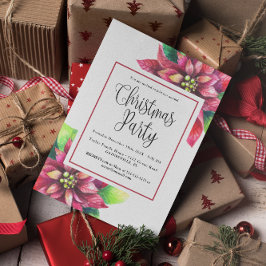 Red Poinsettia Weihnachtsfeier Party Einladung