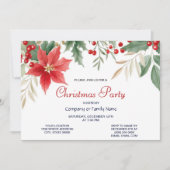 Red Poinsettia Weihnachtsfeier Party Einladung (Vorderseite)