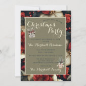 Red Poinsettia Weihnachtsfeier Party Einladung (Vorderseite)