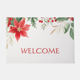 Red Poinsettia Weihnachtsfeiertag Doormat Fußmatte