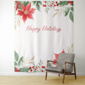 Red Poinsettia Weihnachtsfeiertag Hintergrund Wandteppich (Beispiel)