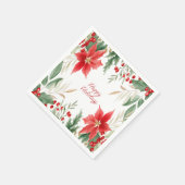 Red Poinsettia Weihnachtsfeiertag Napkin Serviette (Ecke)
