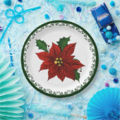Red Poinsettia Weihnachtsfeiertag Pappteller (Party)