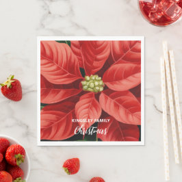 Red Poinsettia Weihnachtsfeiertag Personalisiert Serviette