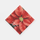 Red Poinsettia Weihnachtsfeiertag Personalisiert Serviette (Ecke)