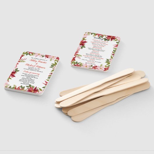 Red Poinsettia Weihnachtsfeiertag Programm Fächer (Non-assembled)