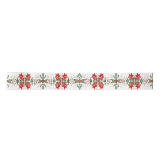 Red Poinsettia Weihnachtsfeiertag Satin Ribbon Satinband (Vorderseite)