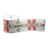 Red Poinsettia Weihnachtsfeiertag Satin Ribbon Satinband (Spule)