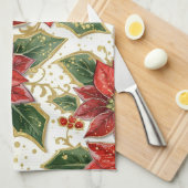 Red Poinsettia Weihnachtsfeiertage Blume Geschirrtuch (Viertel Falte)