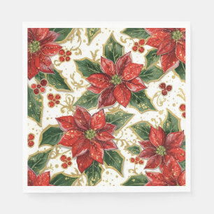 Red Poinsettia Weihnachtsfeiertage Blume Serviette