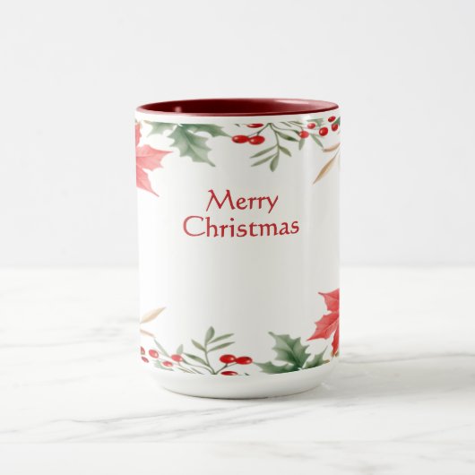 Red Poinsettia Weihnachtsfeiertage Tasse (Zentrum)