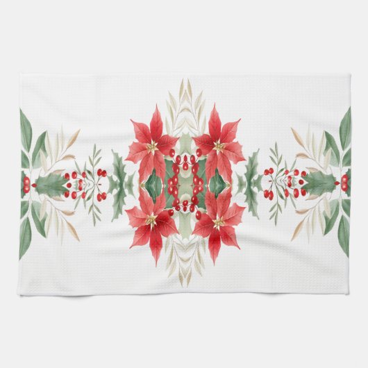 Red Poinsettia Weihnachtsferien Küchentuch (Horizontal)