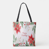 Red Poinsettia Weihnachtsferien Tote Tasche (Rückseite)