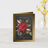 Red Poinsettia Weihnachtsfest Botanische Winter-Pf Karte (Gelbe Blume)