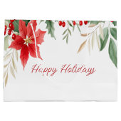 Red Poinsettia Weihnachtsgeschenktasche Große Geschenktüte (Rückseite)