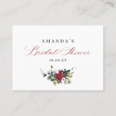 Red Poinsettia Weihnachtskarte BRAUTPARTY Visitenkarte (Rückseite)