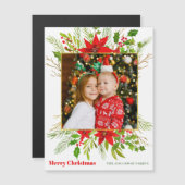 Red Poinsettia Weihnachtskids Foto Magnet (Vorne/Hinten)