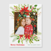 Red Poinsettia Weihnachtskids Foto Magnet (Vorderseite)