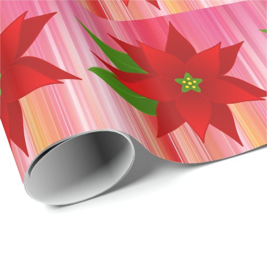 Red Poinsettia Weihnachtswrap Paper Geschenkpapier (Rolleneckpunkt)