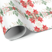 Red Poinsettia Weihnachtswrapping Paper Geschenkpapier (Rolleneckpunkt)