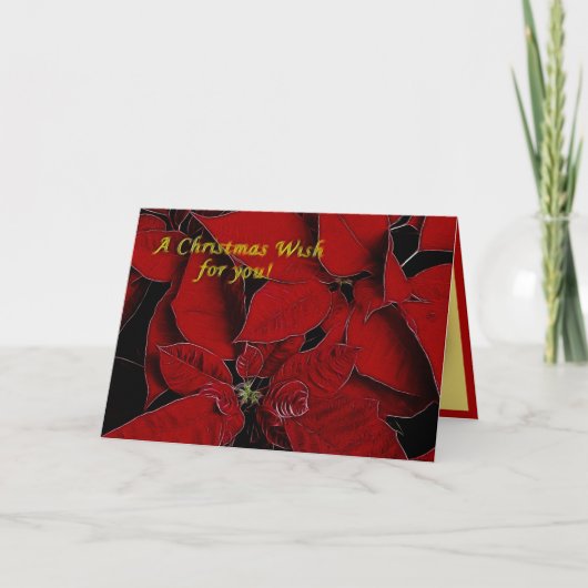 Red Poinsettia Weihnachtswünsche für Sie Feiertagskarte (Vorderseite)