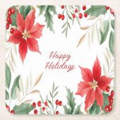 Red Poinsettia Weihnachtszeitung Untersetzer (Vorderseite)