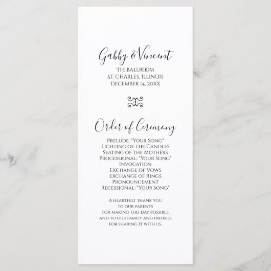 Red Poinsettia White Pearls Winter Wedding Program Programm (Rückseite)