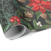 Red Poinsettia Winter Floral Christmas Pattern Geschenkpapier (Rolleneckpunkt)