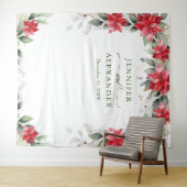 Red Poinsettia Winter Wedding Foto Stand Hintergru Wandteppich (Beispiel (Horizontal))