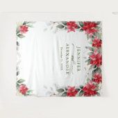 Red Poinsettia Winter Wedding Foto Stand Hintergru Wandteppich (Vorderseite (Horizontal))