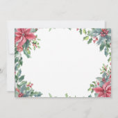 Red Poinsettia Wreath Deer & Bird Christmas Eve Einladung (Rückseite)