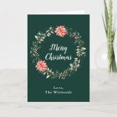 Red Poinsettia Wreath Frohe Weihnachten (Vorderseite)